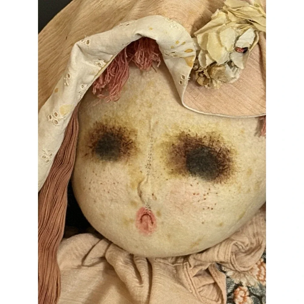 Marie Do OOAK Handmade Primitive Rag Doll 30” Signed Folk Art Country Doll